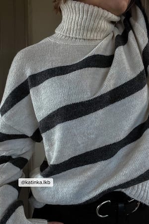Grey Melange NA-KD Pull en tricot col montant à rayures