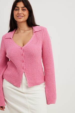 Pink Gilet ajusté en maille