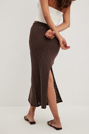 Brown Jupe mi-longue en tricot