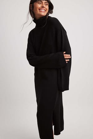 Black Robe mi-longue oversize en maille