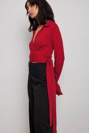 Red Chemise nouée en maille