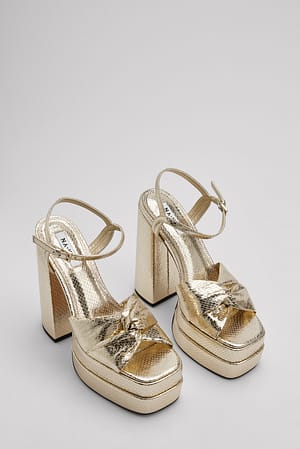 Gold Knotted Plateau Heels