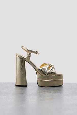 Gold Knotted Plateau Heels