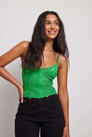 Strong Green Corset à armatures dentelle recyclé