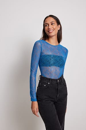 Blue Body en dentelle à découpes