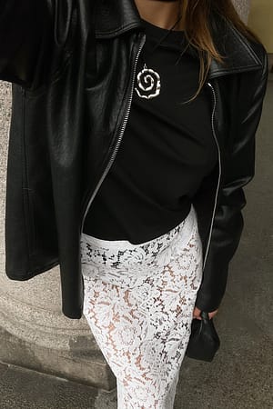 Cream Lace Midi Skirt