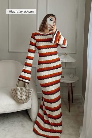 Multicolor Maxi robe dos plongeant