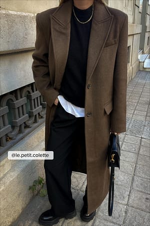 Dark Brown Manteau oversize à épaules larges