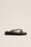 Black Pantoufles cuir