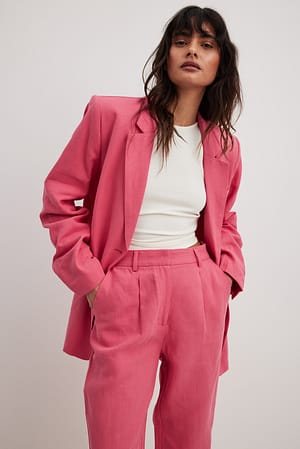 Pink Blazer oversize en lin mélangé