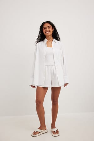 White Mini short effet lin