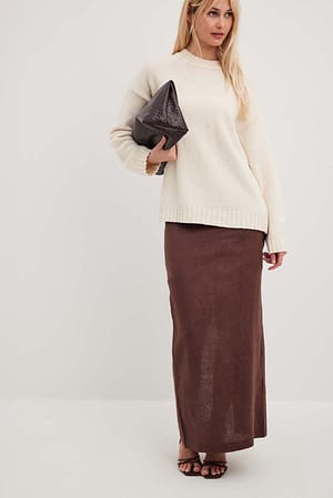Brown Jupe longue en lin