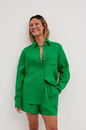 Dark Green Chemise en lin