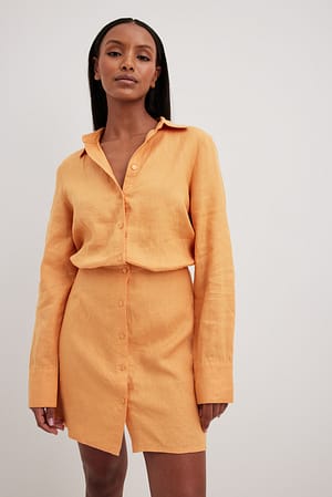 Orange Robe chemise en lin