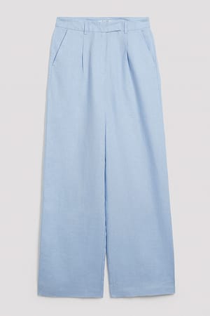 Blue Pantalon large en lin