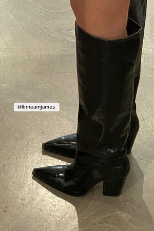 Black Bottes hauteur genou style western