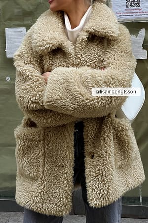Light Green Blouson teddy avec poche