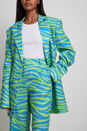Blue/Green Zebra Blazer long ajusté