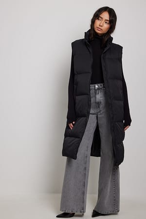 Black Gilet long et rembourré
