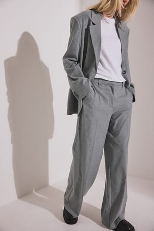 Grey Stripe Pantalon de costume ample