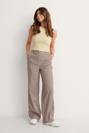 Brown Check Handpicked x NA-KD Pantalon De Costume À Carreaux