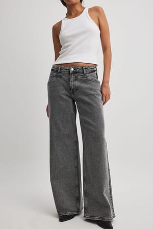 Grey Jean large à taille basse avec surpiqûres