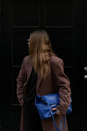 Cobalt Blue Cabas en cuir verni