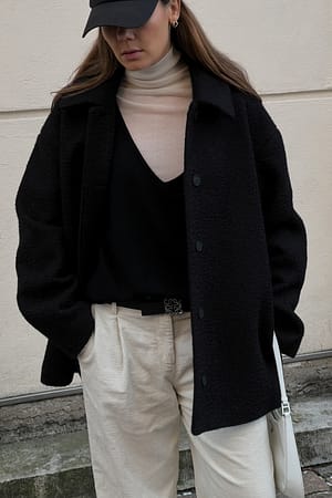Black Pull en maille à col en V