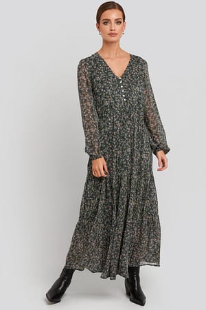 Green MANGO Liberty Dress