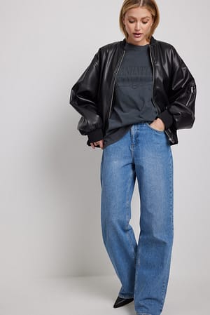 Dark Grey T-shirt oversize à imprimé Manhattan
