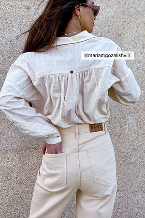 Light Beige Jean droit Skater