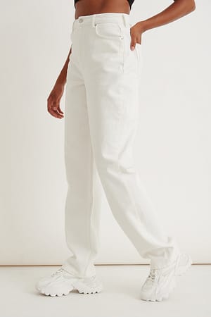 White TALL pantalon en denim coupe ample biologique