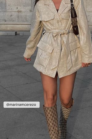 Light Beige Veste poches devant