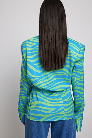 Blue/Green Zebra Chemise à taille marquée