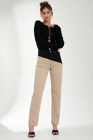 Black/Beige Mathilde Gøhler x NA-KD Pantalon Denim