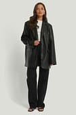Black Blazer surdimensionné en faux cuir
