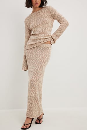 Beige Jupe longue en maille mélangée