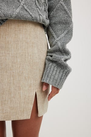 Beige Jupe courte en matière mélangée