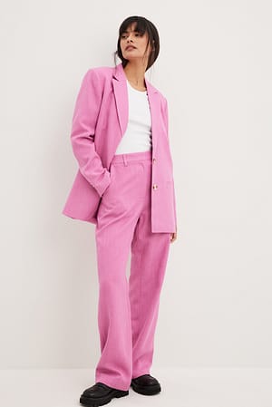 Pink Pantalon de costume droit en matière mélangée