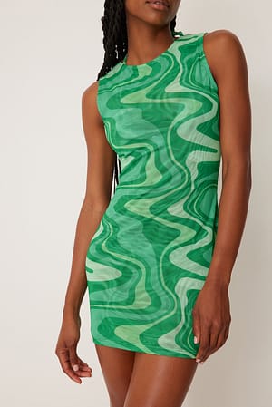 Green Print Robe moulante