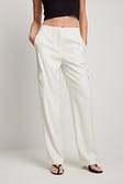 Offwhite Mid Waist Cargo Pocket Pants