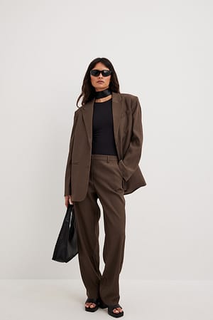 Brown Pantalon de costume taille mi-haute