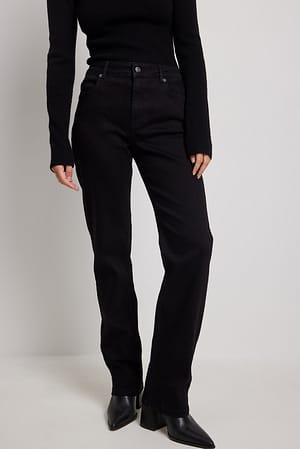 Black Jean droit à taille mi-haute
