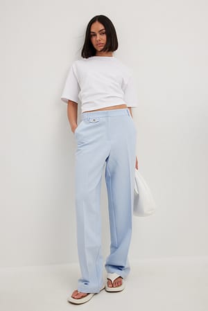 Blue Pantalon de costume taille mi-haute