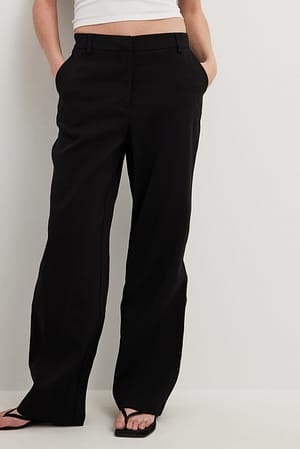 Black Pantalon de tailleur habillé à taille mi-haute