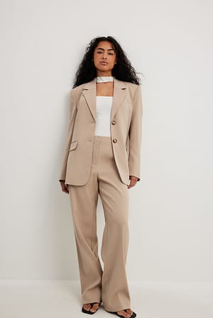 Soft Taupe Pantalon de tailleur habillé à taille mi-haute