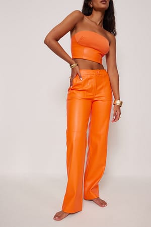 Orange Pantalon faux cuir