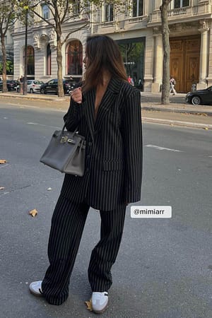 Stripe Black/White Pantalon taille haute rayé