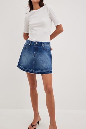 Mid Blue Mini jupe en jean