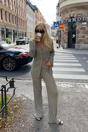 Sage Pantalon en maille côtelée